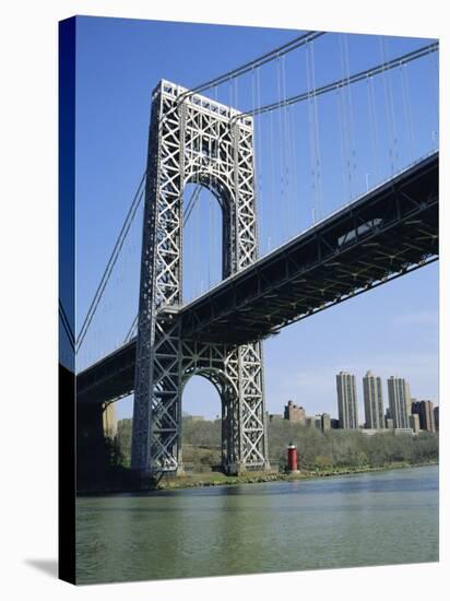 George Washington Bridge and Little Red Lighthouse, New York, USA-Geoff Renner-Stretched Canvas