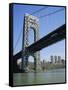 George Washington Bridge and Little Red Lighthouse, New York, USA-Geoff Renner-Framed Stretched Canvas