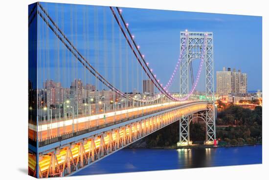 George Washington Bridge at Dusk over Hudson River.-Songquan Deng-Stretched Canvas