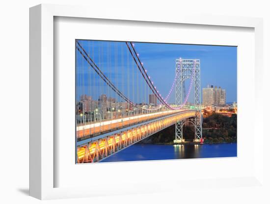 George Washington Bridge at Dusk over Hudson River.-Songquan Deng-Framed Photographic Print