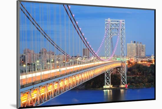 George Washington Bridge at Dusk over Hudson River.-Songquan Deng-Mounted Photographic Print