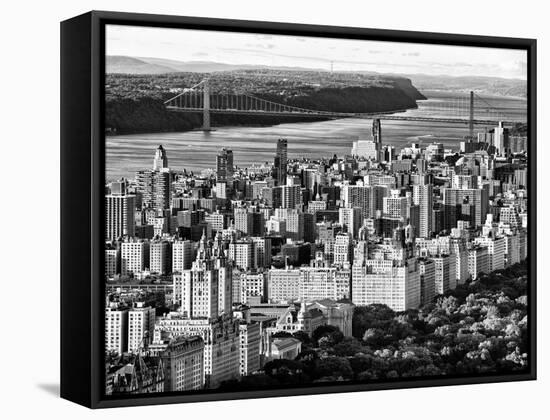 George Washington Bridge at Sunset from Central Park and Hudson River, Manhattan, New York-Philippe Hugonnard-Framed Stretched Canvas