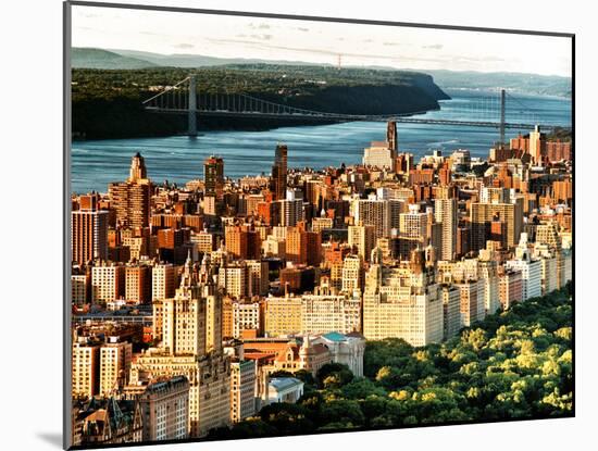 George Washington Bridge at Sunset from Central Park and Hudson River, Manhattan, New York-Philippe Hugonnard-Mounted Premium Photographic Print