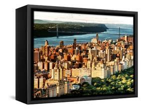 George Washington Bridge at Sunset from Central Park and Hudson River, Manhattan, New York-Philippe Hugonnard-Framed Stretched Canvas