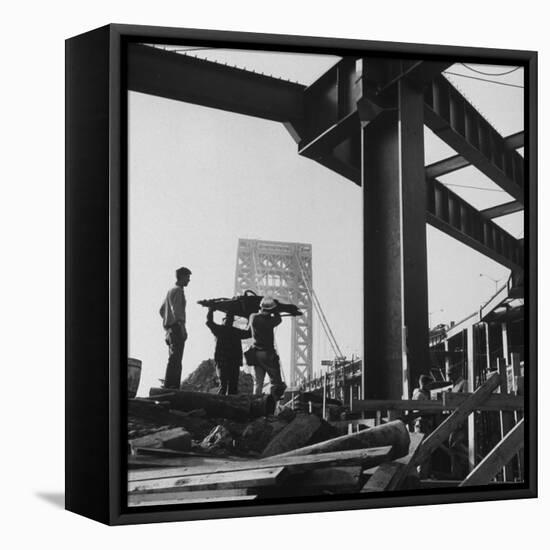George Washington Bridge Being Constructed-Andreas Feininger-Framed Stretched Canvas