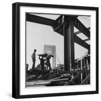 George Washington Bridge Being Constructed-Andreas Feininger-Framed Photographic Print