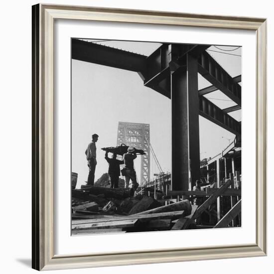 George Washington Bridge Being Constructed-Andreas Feininger-Framed Photographic Print