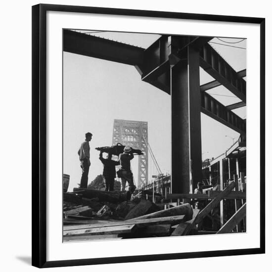 George Washington Bridge Being Constructed-Andreas Feininger-Framed Photographic Print