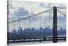 George Washington Bridge Framing Manhattan-null-Stretched Canvas