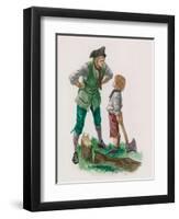 George Washington, Having Cut Down the Cherry Tree, with His Father-Peter Jackson-Framed Premium Giclee Print