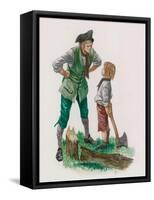 George Washington, Having Cut Down the Cherry Tree, with His Father-Peter Jackson-Framed Stretched Canvas