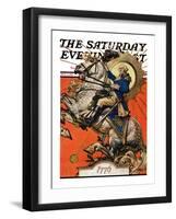 "George Washington on Horseback," Saturday Evening Post Cover, July 2, 1927-Joseph Christian Leyendecker-Framed Giclee Print