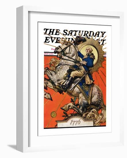 "George Washington on Horseback," Saturday Evening Post Cover, July 2, 1927-Joseph Christian Leyendecker-Framed Giclee Print