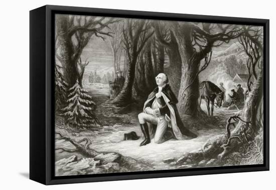 George Washington Prays at the American Revolutionary War Encampment of Valley Forge During the…-null-Framed Stretched Canvas