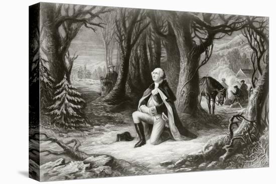 George Washington Prays at the American Revolutionary War Encampment of Valley Forge During the…-null-Stretched Canvas