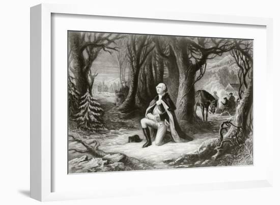 George Washington Prays at the American Revolutionary War Encampment of Valley Forge During the…-null-Framed Giclee Print