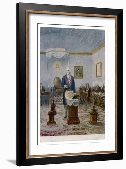 George Washington President of the USA Presides at the Altar of His Lodge-null-Framed Art Print