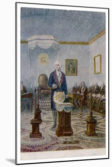 George Washington President of the USA Presides at the Altar of His Lodge-null-Mounted Art Print
