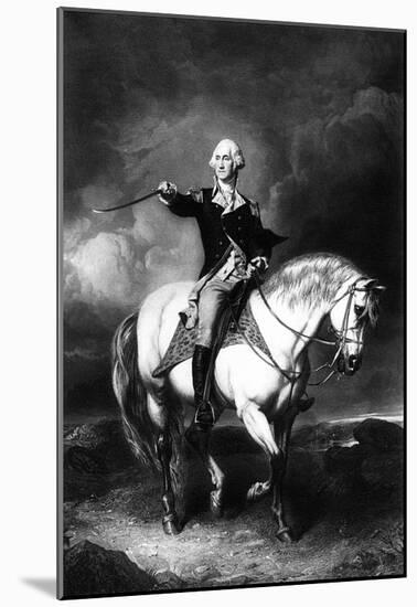 George Washington (Receiving a Salute on the Field of Trenton) Art Poster Print-null-Mounted Poster