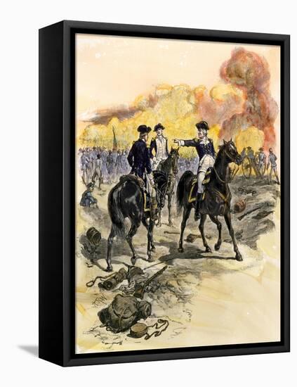 George Washington Reproving General Charles Lee for Retreating at the Battle of Monmouth, c.1778-null-Framed Stretched Canvas