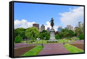 George Washington Statue as the Famous Landmark in Boston Common Park with City Skyline and Skyscra-Songquan Deng-Framed Stretched Canvas