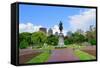 George Washington Statue as the Famous Landmark in Boston Common Park with City Skyline and Skyscra-Songquan Deng-Framed Stretched Canvas