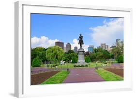 George Washington Statue as the Famous Landmark in Boston Common Park with City Skyline and Skyscra-Songquan Deng-Framed Photographic Print