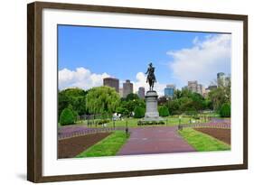 George Washington Statue as the Famous Landmark in Boston Common Park with City Skyline and Skyscra-Songquan Deng-Framed Photographic Print