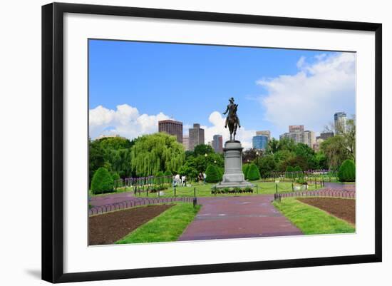 George Washington Statue as the Famous Landmark in Boston Common Park with City Skyline and Skyscra-Songquan Deng-Framed Photographic Print