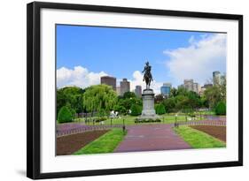 George Washington Statue as the Famous Landmark in Boston Common Park with City Skyline and Skyscra-Songquan Deng-Framed Photographic Print