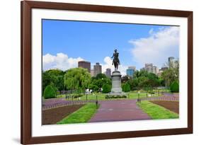 George Washington Statue as the Famous Landmark in Boston Common Park with City Skyline and Skyscra-Songquan Deng-Framed Photographic Print