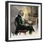 George Washington Writing at His Desk by Candlelight-null-Framed Giclee Print