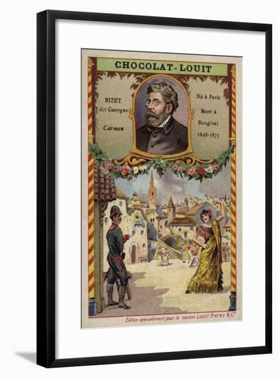 Georges Bizet, French Composer, and a Scene from His Opera Carmen-null-Framed Giclee Print