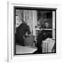 Georges Brassens Playing the Guitare at Home-Marcel Begoin-Framed Photographic Print