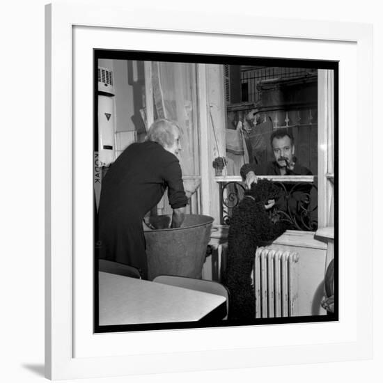 Georges Brassens Playing the Guitare at Home-Marcel Begoin-Framed Photographic Print