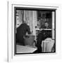 Georges Brassens Playing the Guitare at Home-Marcel Begoin-Framed Photographic Print