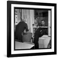 Georges Brassens Playing the Guitare at Home-Marcel Begoin-Framed Photographic Print