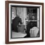 Georges Brassens Playing the Guitare at Home-Marcel Begoin-Framed Photographic Print