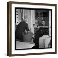 Georges Brassens Playing the Guitare at Home-Marcel Begoin-Framed Photographic Print