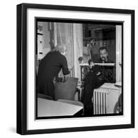 Georges Brassens Playing the Guitare at Home-Marcel Begoin-Framed Photographic Print