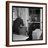 Georges Brassens Playing the Guitare at Home-Marcel Begoin-Framed Photographic Print