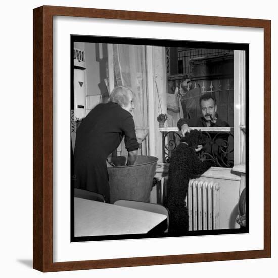 Georges Brassens Playing the Guitare at Home-Marcel Begoin-Framed Photographic Print