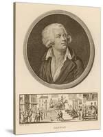 Georges Jacques Danton French Revolutionary Leader, with a Scene from the Terror Below-null-Stretched Canvas