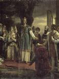 Saint-Louis reçoit à Saint-Jean d'Acre (Ptolémaïs) les envoyés de Rachid el Din Sinan, dit "le-Georges Rouget-Framed Stretched Canvas