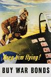 Keep Him Flying! Buy War Bonds Poster-Georges Schrieber-Framed Stretched Canvas