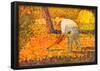 Georges Seurat Farmer with Hoe Art Print Poster-null-Framed Poster