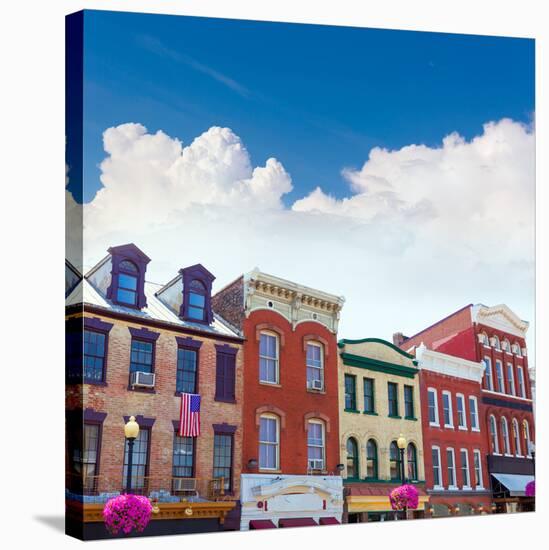 Georgetown Historical District Townhouses Facades Washington DC in USA-holbox-Stretched Canvas