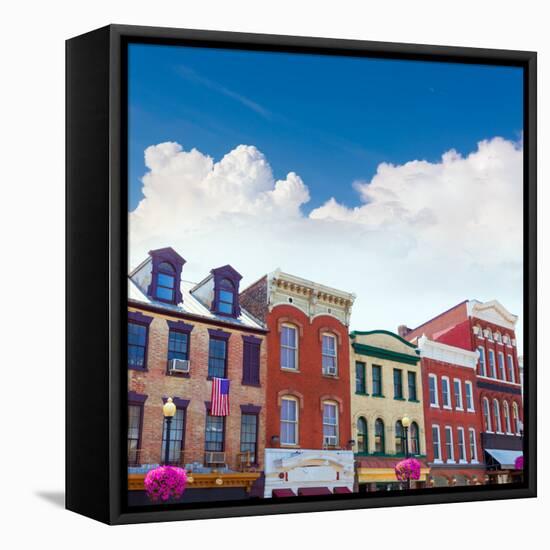 Georgetown Historical District Townhouses Facades Washington DC in USA-holbox-Framed Stretched Canvas