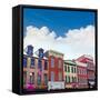 Georgetown Historical District Townhouses Facades Washington DC in USA-holbox-Framed Stretched Canvas