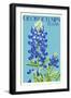 Georgetown, Texas - Bluebonnet - Letterpress-Lantern Press-Framed Art Print